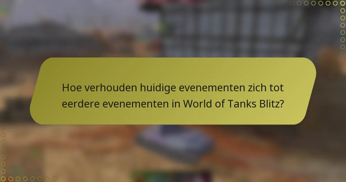 Hoe verhouden huidige evenementen zich tot eerdere evenementen in World of Tanks Blitz?